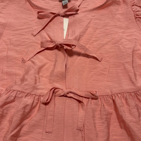 A New Day Light Coral Bow-Accent Blouse - Picture 6 of 7